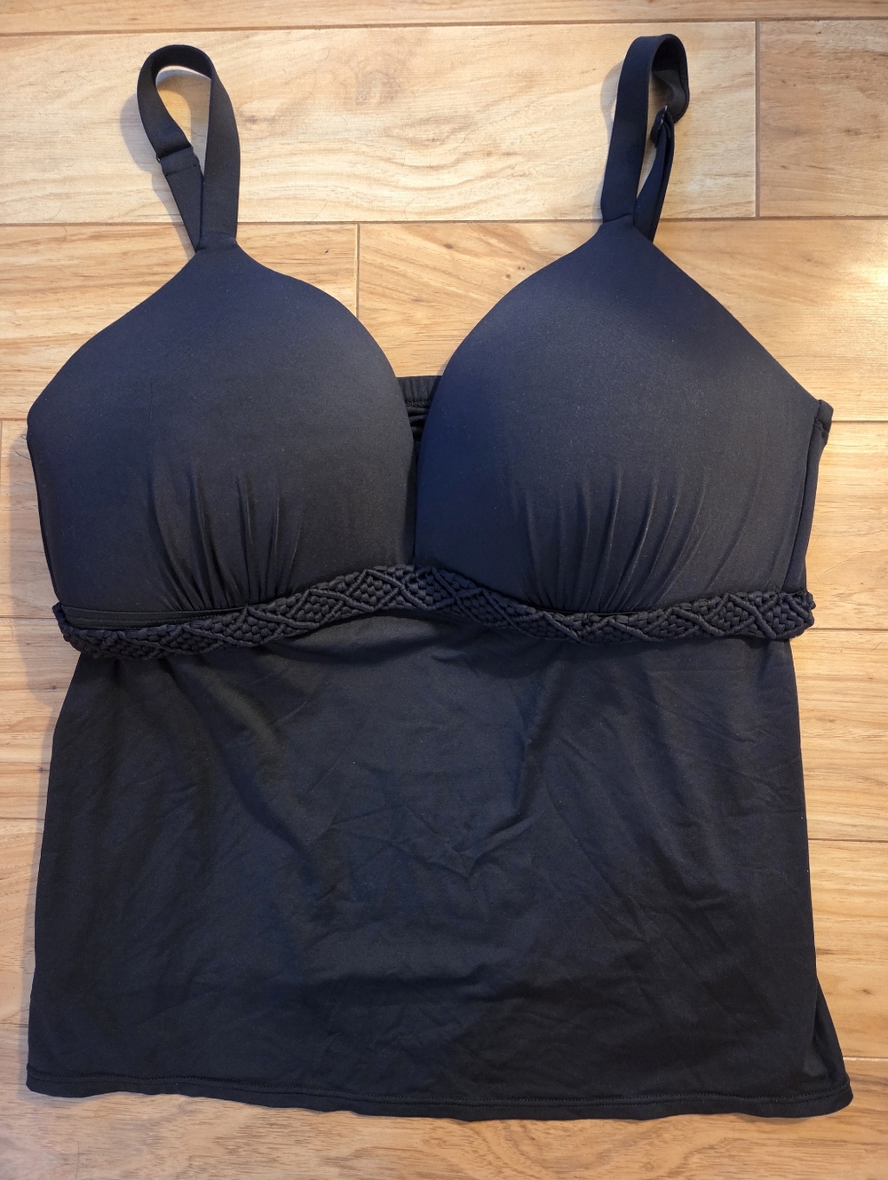 Cole of California Banded Tankini Swimsuit Top Black 18W